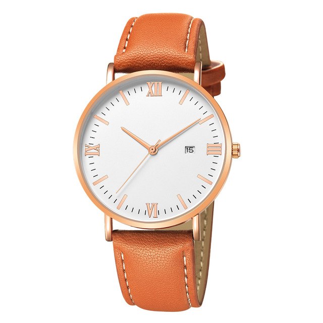 Hot fashion Luxury Quartz Whatch Ultrathin 8mm Whatches Women Stainless Steel Dial Leather Band Wrist Watch Relogio