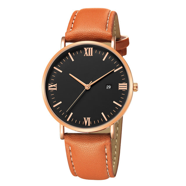 Hot fashion Luxury Quartz Whatch Ultrathin 8mm Whatches Women Stainless Steel Dial Leather Band Wrist Watch Relogio