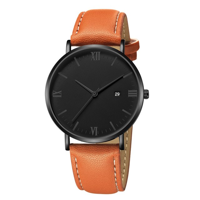 Hot fashion Luxury Quartz Whatch Ultrathin 8mm Whatches Women Stainless Steel Dial Leather Band Wrist Watch Relogio