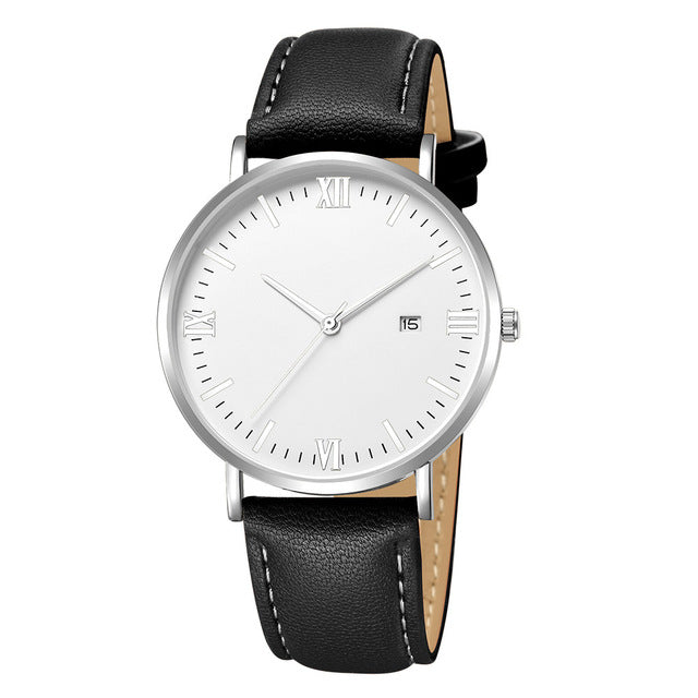 Hot fashion Luxury Quartz Whatch Ultrathin 8mm Whatches Women Stainless Steel Dial Leather Band Wrist Watch Relogio