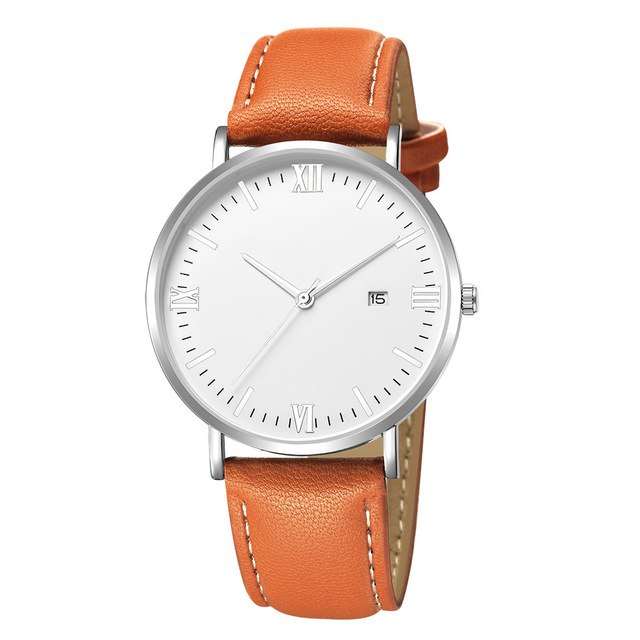 Hot fashion Luxury Quartz Whatch Ultrathin 8mm Whatches Women Stainless Steel Dial Leather Band Wrist Watch Relogio