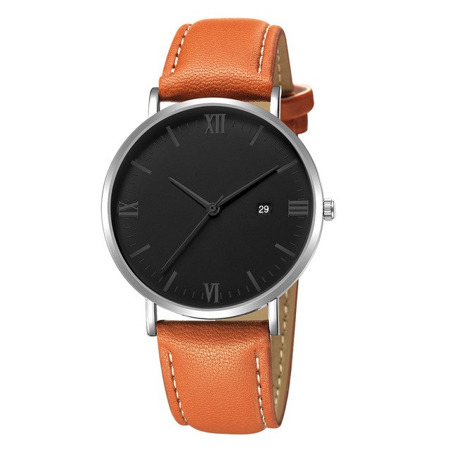 Hot fashion Luxury Quartz Whatch Ultrathin 8mm Whatches Women Stainless Steel Dial Leather Band Wrist Watch Relogio