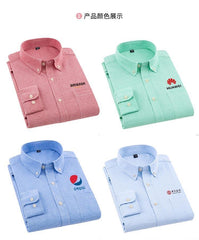 Collared Button-Up Long-Sleeved Shirt with Front Pocket