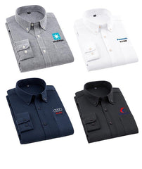 Collared Button-Up Long-Sleeved Shirt with Front Pocket