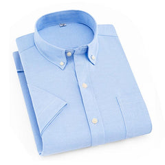 Collared Button-Up Short-Sleeved Shirt with Front Pocket