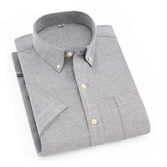 Collared Button-Up Short-Sleeved Shirt with Front Pocket