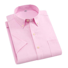Collared Button-Up Short-Sleeved Shirt with Front Pocket