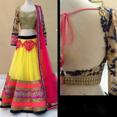 Yellow Color Net Lehenga
