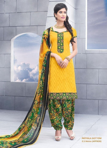 Yellow Unstitch Salwar Kameez Border Lace Work - 36961