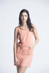 Orange Rope Style Neck & Waistband   Summer Dress - Women Dresses - yz-buyer.myshopify.com