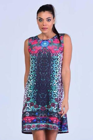 Weyni Floral Print Embellished Shift Dress