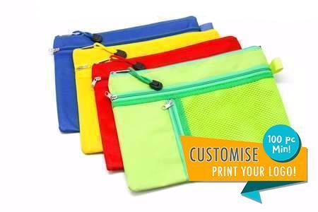 3 Compartment Fabric Pencil Case (A5)