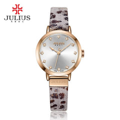Julius Women Watch Leopard Print Leather Bracelet Quartz Whatch Waterproof Watches Clock Female Dress Relogio Feminino
