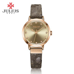 Julius Women Watch Leopard Print Leather Bracelet Quartz Whatch Waterproof Watches Clock Female Dress Relogio Feminino