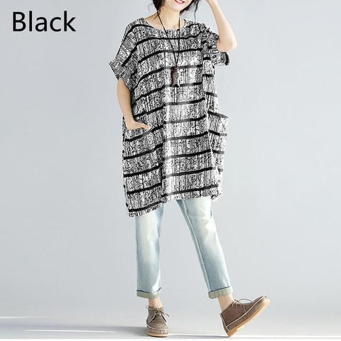 Celmia Fashion Women Striped Dress Oversized Short Sleeve Pockets Shirt Dress 2018 Summer Top Casual Loose Vestido Plus Size 5XL