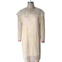Ladies Summer White Lace Elegant Sleeveless Dress Beach Skirt