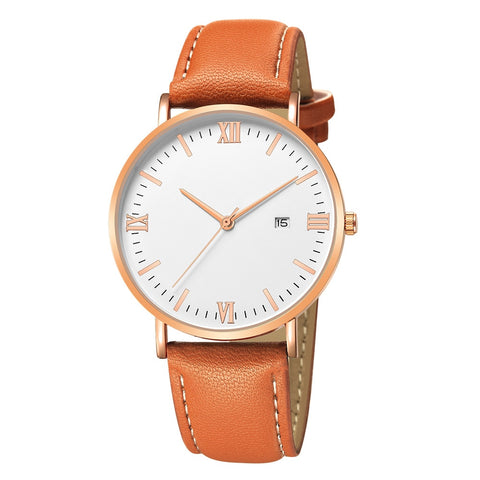 Hot fashion Luxury Quartz Whatch Ultrathin 8mm Whatches Women Stainless Steel Dial Leather Band Wrist Watch Relogio